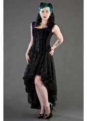 Burleska Jasmin Corset bretelles velours noir et violet et jupe longue noir