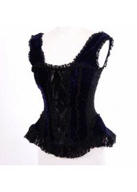 Burleska Jasmin Corset bretelles velours noir et violet