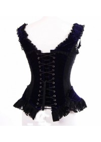 Burleska Jasmin Corset bretelles velours noir et violet dos