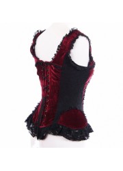 Corset bretelles Jasmin velours noir/bordeaux