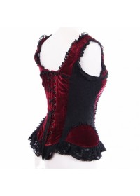 Corset bretelles Jasmin velours noir/bordeaux