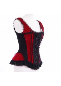 Burleska Corset bretelles Jasmin velours noir  et rouge burlesque Sophie libertine