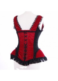 Burleska Jasmin Corset bretelles velours noir/rouge