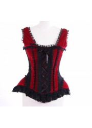 Burleska Jasmin Corset bretelles velours noir/rouge