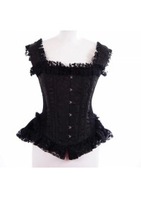 Burleska Duchesse Corset bretelles brocard noir sophielibertine