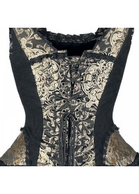 Burleska Ophélie Robe corset Brocard noir/or et dentelle noi detail dosr