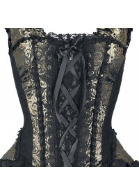 Robe-corset Ophélie taffetas or et dentelle noir detail
