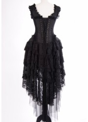Robe corset taffetas et dentelle noir
