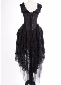 Robe corset taffetas et dentelle noir