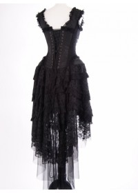 Robe corset taffetas et jupe dentelle noir