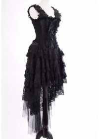 Burleska Ophélie Robe corset Taffetas noir et dentelle noir