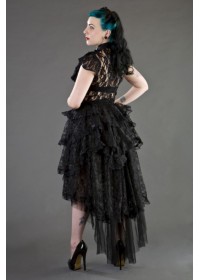 Burleska Ophélie Jupe longue derriere courte devantdentelle et tulle noir burlesque gothique