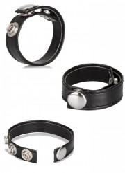 Cockring cuir noir Leather 3-Snap Ring 3 avec boutons pressions