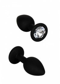 plug bijoux Silicone Silicone Gem Anal Kit noir taille S