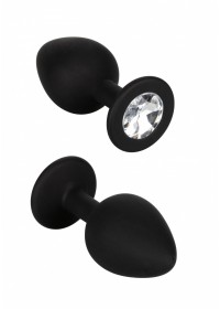 plug bijoux Silicone Silicone Gem Anal Kit noir taille M