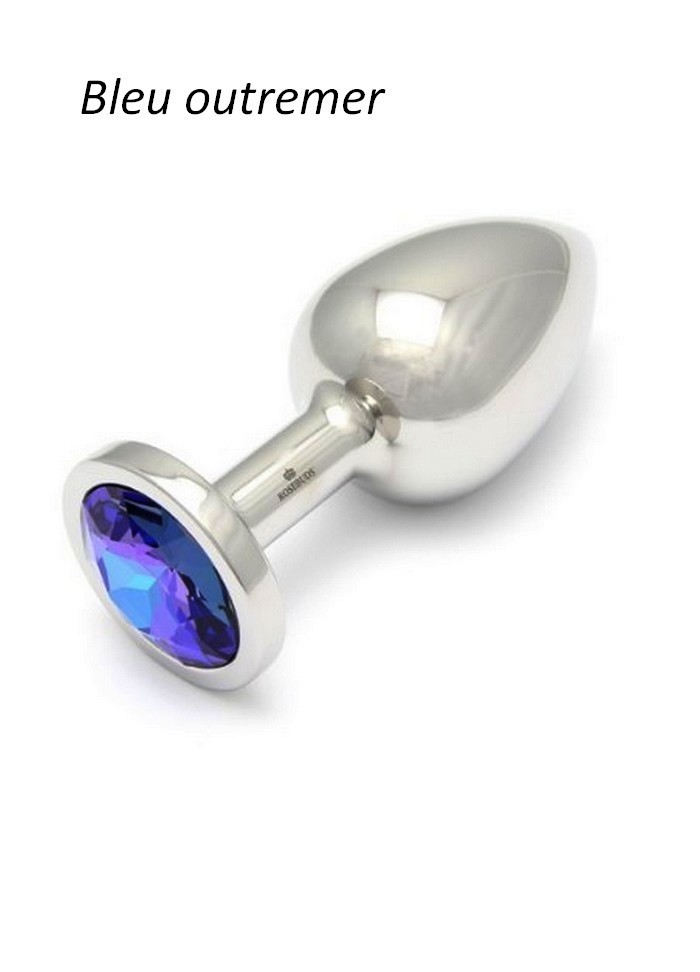 Rosebud taille Large Plug anal Cristal  bleu marine