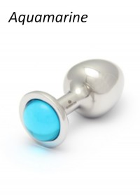 Rosebud S Plug anal Cabochon verre bleu turquoise