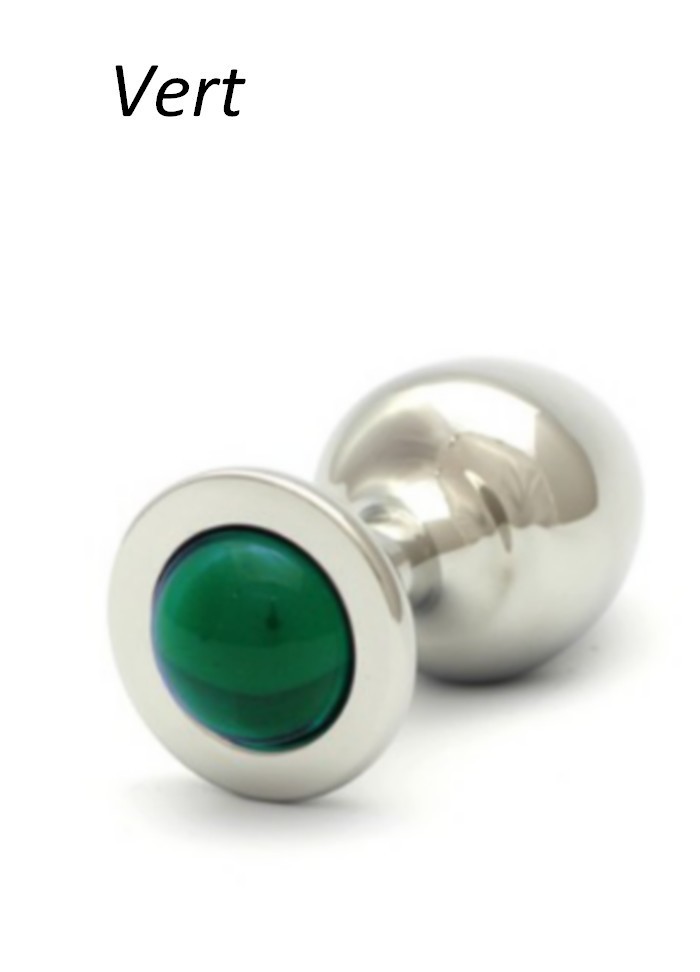 Rosebud S Plug  anal Cabochon verre vert
