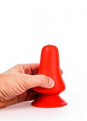 Allblack-Plug anal champignon L 12.5 cm rouge main
