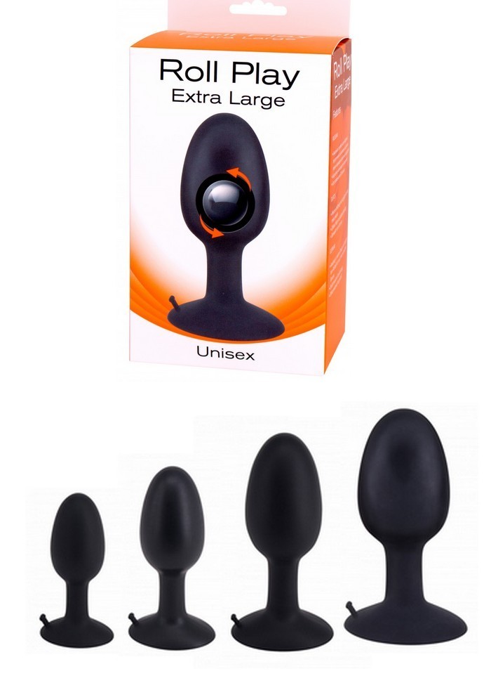 Plug anal ventouse Roll Play Black avec bille -S-M-L-XL