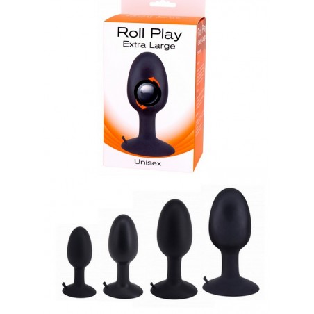 Plug anal ventouse Roll Play Black avec bille -S-M-L-XL