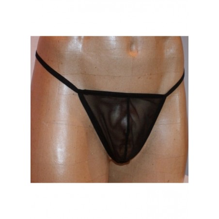 String sexy en tulle transparent ficelle noir