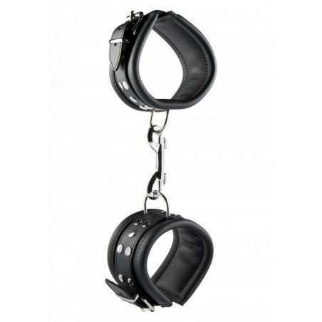 HiddenDesire-Menottes chevilles cuir noir 6.5 cm