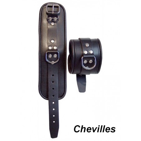 Menottes chevilles cuir noir