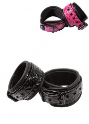 Menottes poignets néoprène et vinyls Wrist Cuffs rose-noir