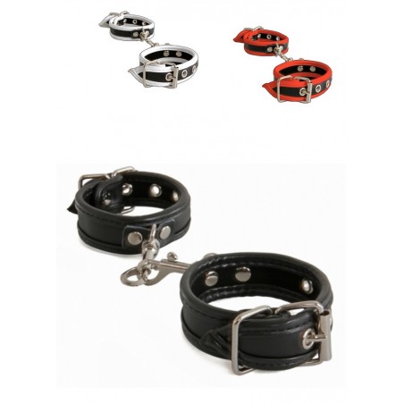 Menottes poignets aspect cuir blanc-rouge-noir