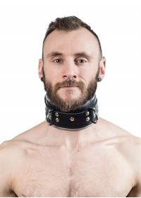 Collier homme esclave H 75 - Cuir noir-gris  MisterB