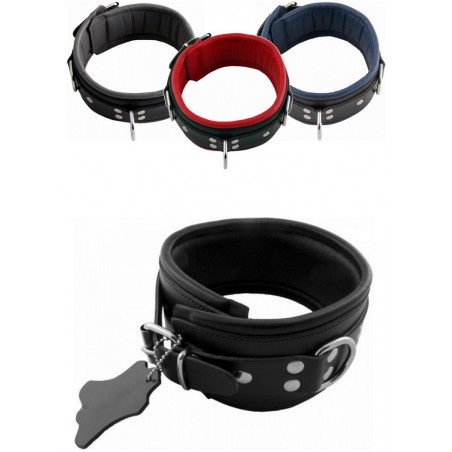 Collier homme esclave large H 75 - Cuir noir-gris-rouge-bleu  MisterB