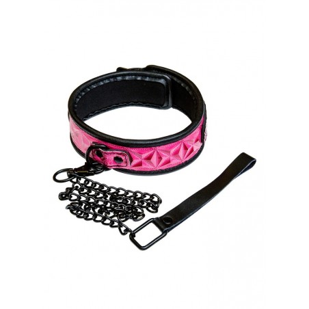 Collier esclave soumise vinyls rose avec laisse
