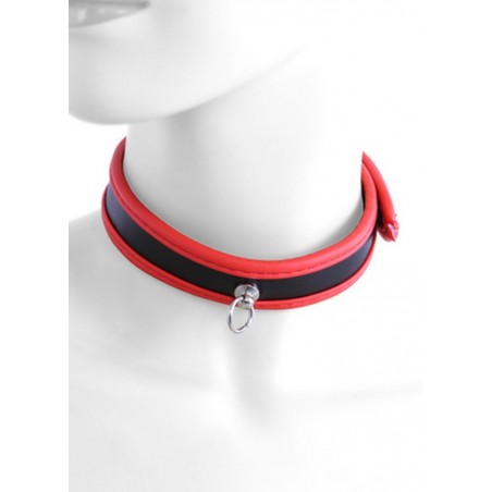 Collier soumise aspect cuir bi color noir-rouge