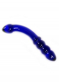 Gode en verre Glass Dildo Clear Curve bleu