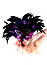 Masque vénitien plumes  violet