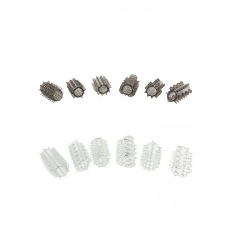 Coffret 6 anneaux pénis extensibles-Power Penis Sleeve transparente-bleu