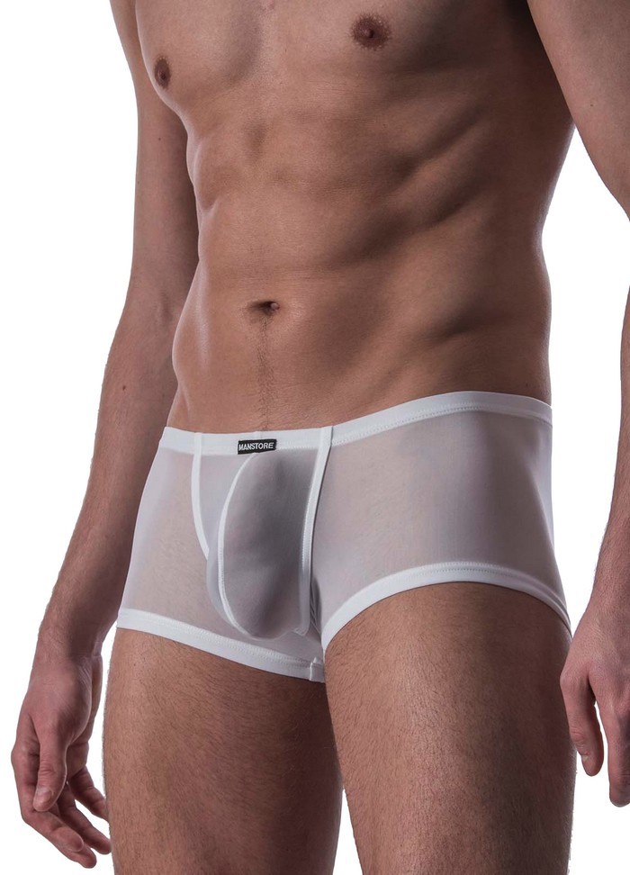 Boxer transparent blanc en maille fine et légère