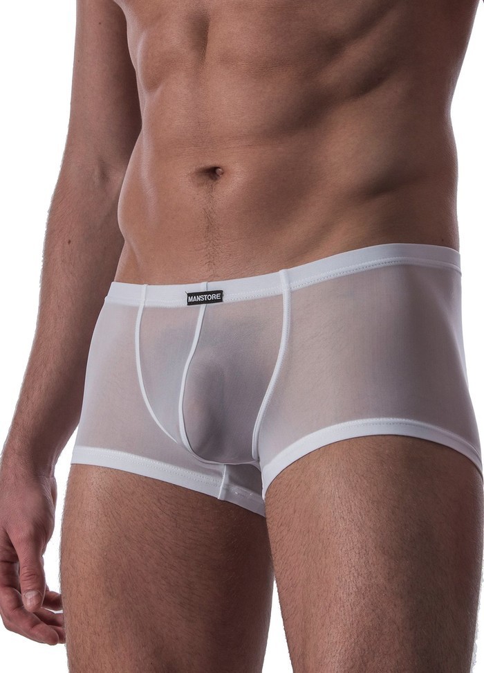 Manstore boxer blanc pour homme en maille fine et légère