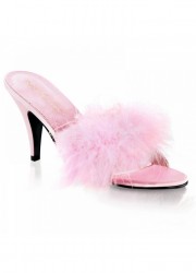 Pleaser Mules Amour en marabout rose
