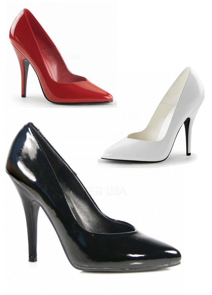 Pleaser Chaussures Escarpins vernis  Grande Taille 41 au 46 noir-rouge-blanc