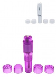 Stimulateur clitoris 4 têtes Pocket Rocket violet-blanc