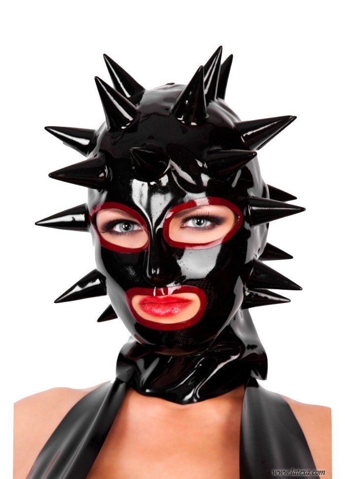 Latexa 3256 Cagoule latex Spikes unisex face noir