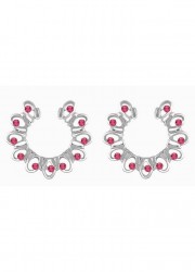 Bijoux de téton Fleurs en métal argenté avec strass de couleurs Rose