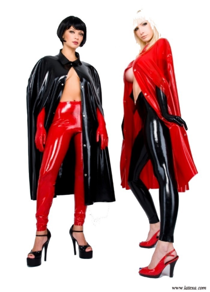 Latexa 1192 Legging latex unisex sans pieds noir-rouge