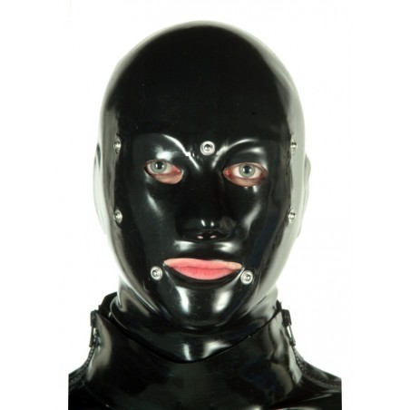Latexa 3180 Cagoule latex homme patch bouche & yeux noir