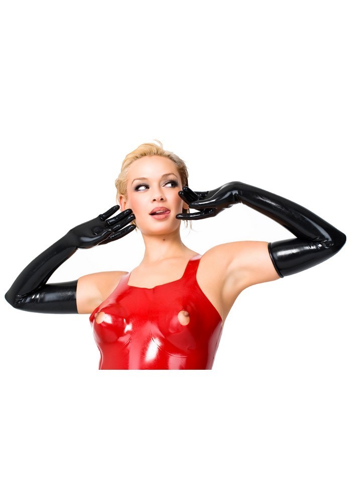 Latexa 1136A Soutien gorge latex Brassière ouvert têtons rouge