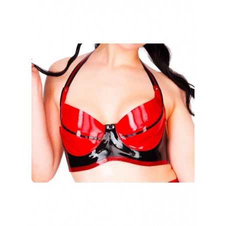 Latexa 3123 Soutien gorge latex bicolor rouge-noir