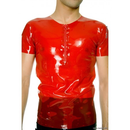 Latexa 1231 Tee shirt latex rouge homme zippé