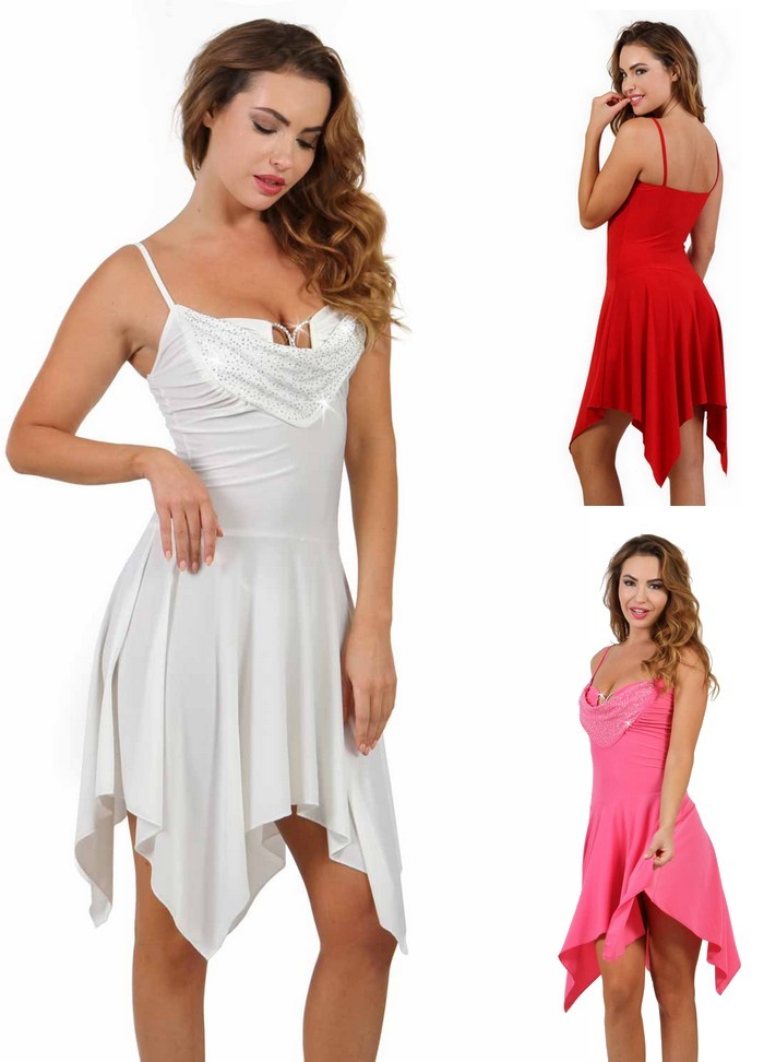 Robe sexy rose bonbon pour femme forme asymétrique